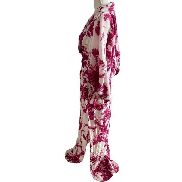 S/W/F Magenta Tie Dye Plunge Dress Oversized Size Small - Picture 6 of 9